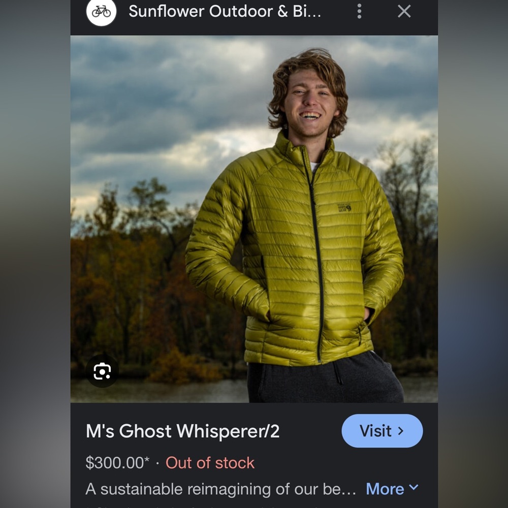 MOUNTAIN HARDWARE Same cut as Ghost Slightly Heavier Goose Down Puffer